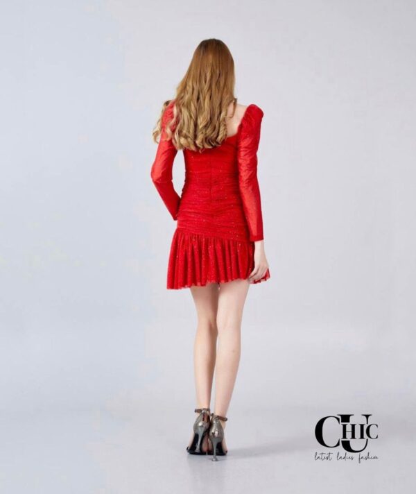 Long Sleeve Midi Chiffon Column Wedding Guest - Image 3