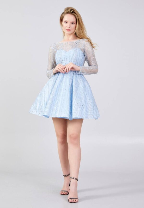 Long Sleeve Mini Sequin Regular Pink Cocktail Dress - Image 7