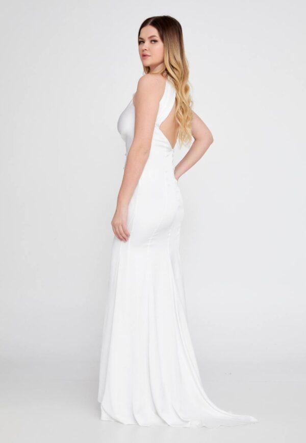 Sleeveless Maxi Chiffon White Evening Dress - Image 3