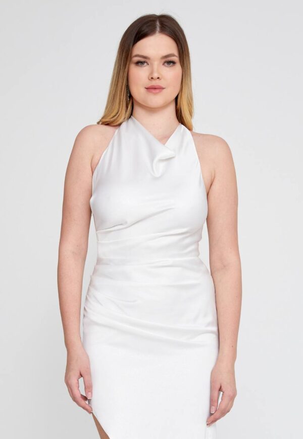 Sleeveless Maxi Chiffon White Evening Dress - Image 5