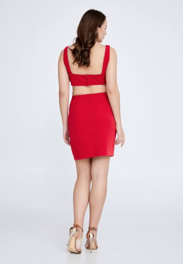 Sleeveless Mini Crepe Column Evening Dress - Image 10