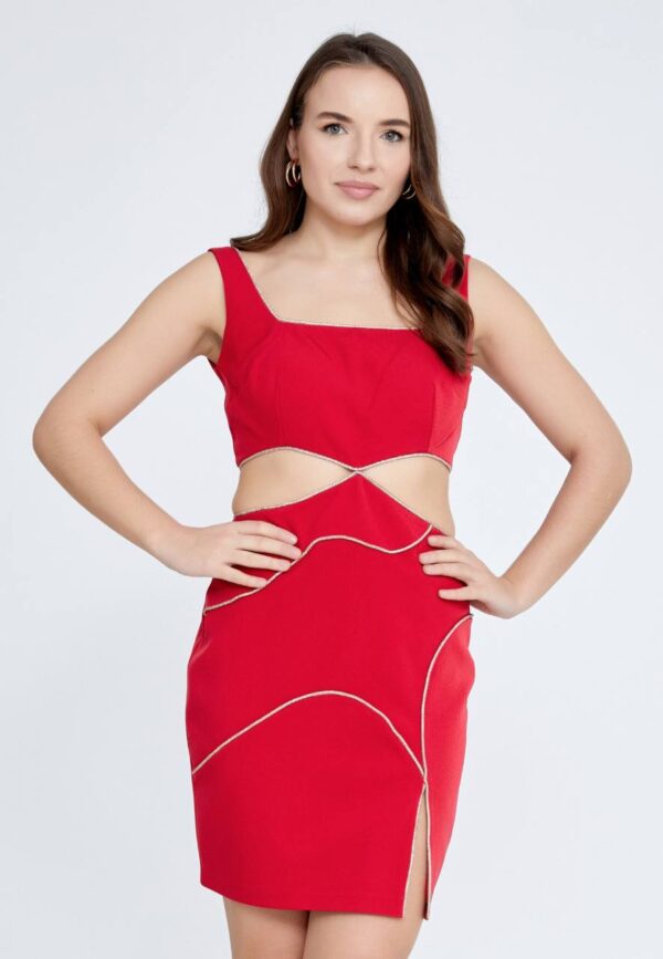 Sleeveless Mini Crepe Column Evening Dress - Image 8