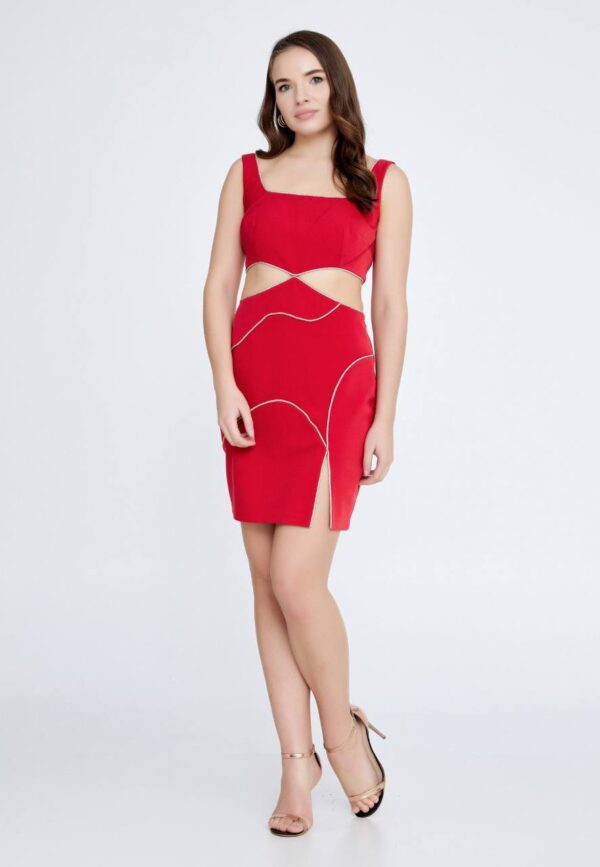 Sleeveless Mini Crepe Column Evening Dress - Image 12
