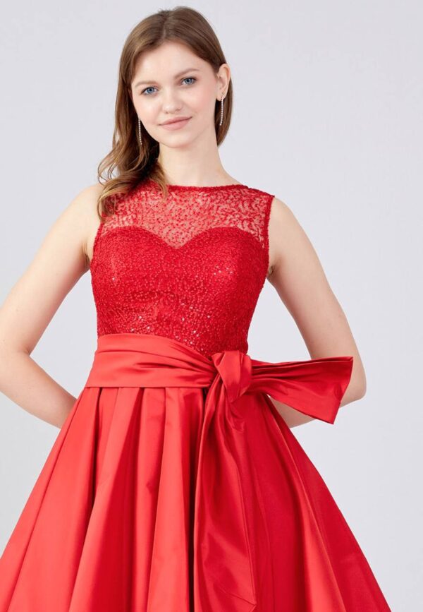 Sleeveless Mini Satin A - Line Regular Red Cocktail Dress - Image 2