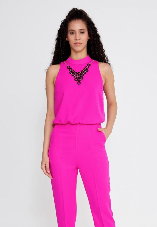 Sleeveless Solid Color Green Casual Jumpsuit - Image 10