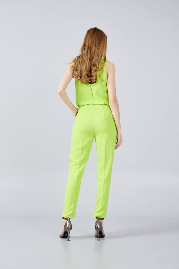 Sleeveless Solid Color Green Casual Jumpsuit - Image 3