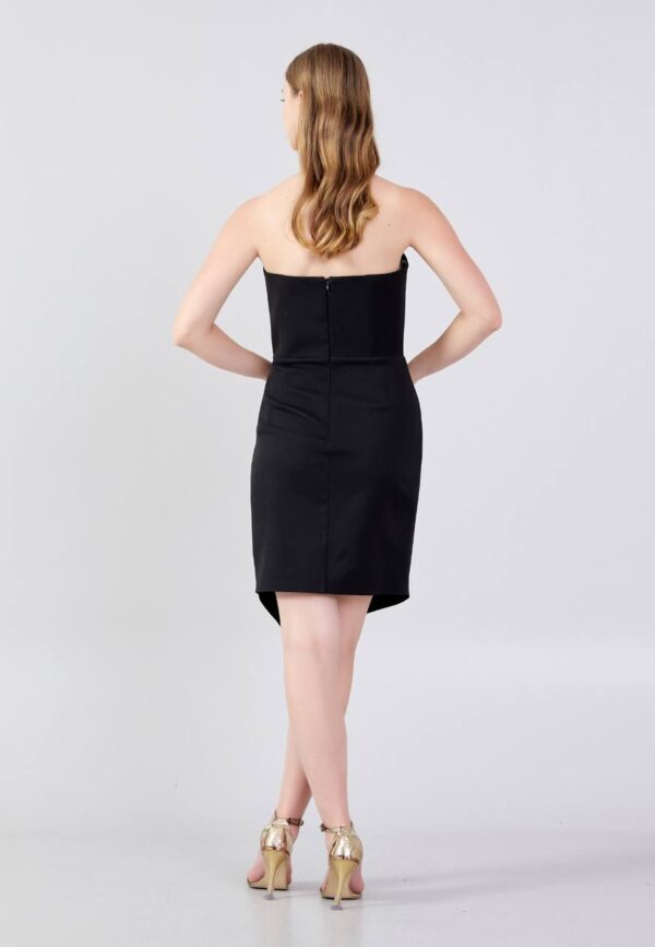 Strapless Midi Crepe Column Evening Dress - Image 5