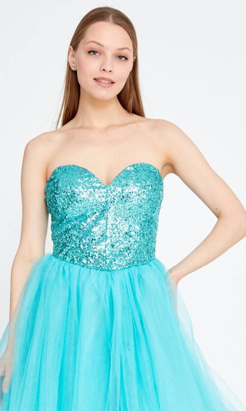 Strapless Mini Tulle A - Line Regular Green Cocktail Dress