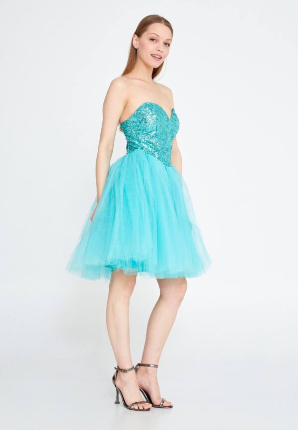 Strapless Mini Tulle A - Line Regular Green Cocktail Dress - Image 2