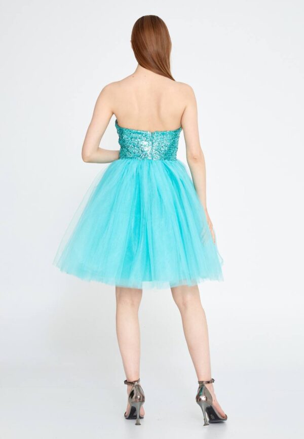 Strapless Mini Tulle A - Line Regular Green Cocktail Dress - Image 4