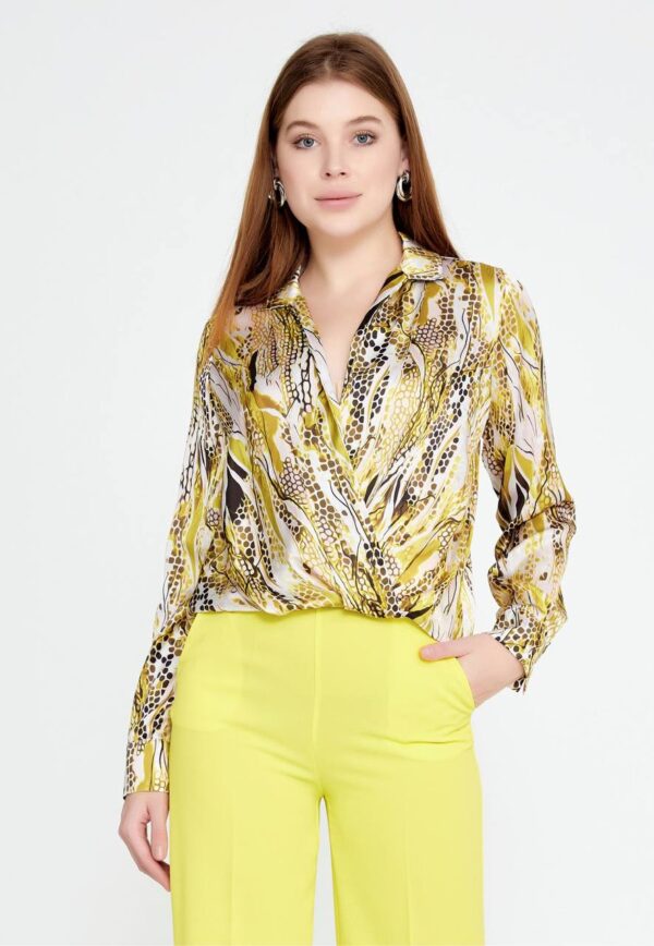 Long Sleeve Patterned Blouse - Image 4