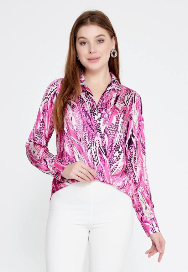Long Sleeve Patterned Blouse - Image 8