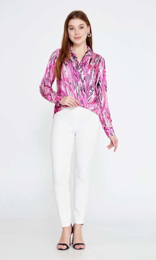 Long Sleeve Patterned Blouse
