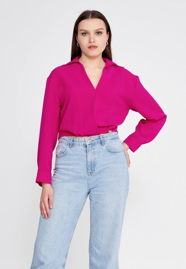 Long Sleeve Solid Black Blouse - Image 11