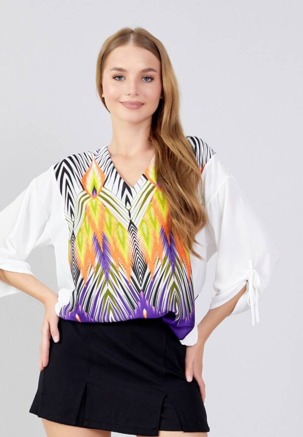 Mid-Length Patterned Blouse - Image 4