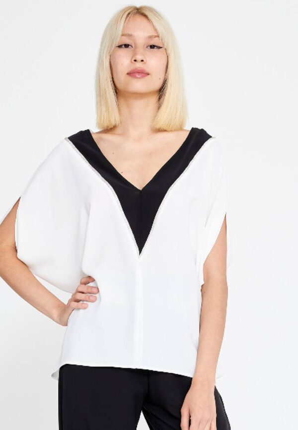 Short Sleeve V-neck Blouse - Image 8