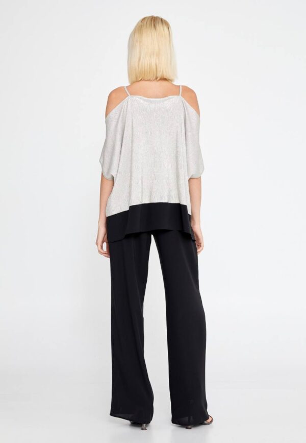 Sleeveless Solid Color Silver Blouse - Image 2