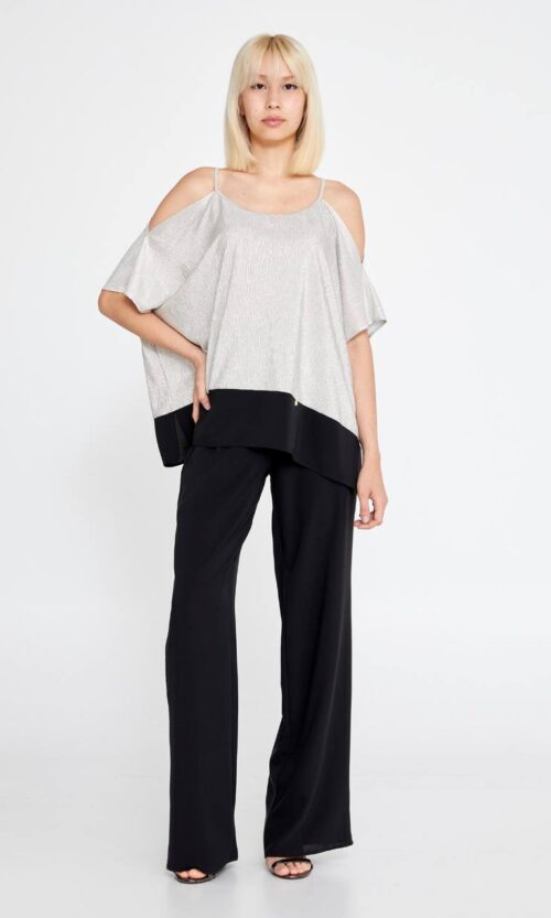 Sleeveless Solid Color Silver Blouse