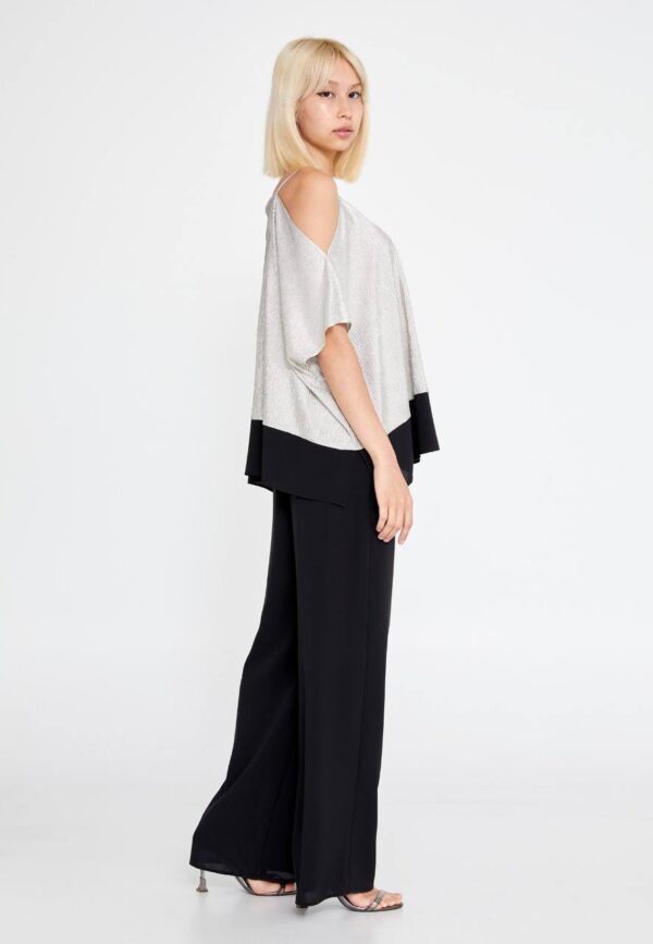 Sleeveless Solid Color Silver Blouse - Image 3